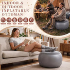 Novabright Inflatable Round Ottoman with Foot Pump Pouf, Dark Gray - Image 4