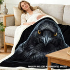 Raven Sherpa Blanket Dark Animal Print Throw Blanket for Men Soft Warm Cozy 60x80 Inches Gothic Crow Design Bedroom Couch Decor Gift for Birthday Housewarming Anniversary - Image 2