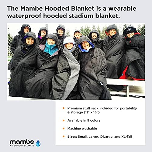 Mambe Extra Large Tall Extreme Weather Hooded Blanket Double Black - 100% Waterproof and Windproof with Premium Stuff Sack - for Stadiums and Watching Sports Activities - Machine Washable Fleece - Image 2