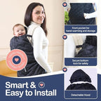 Baby Carrier Cover with Detachable Hood - Windproof & Water-Resistant Winter Car Seat Cover Baby Girl & Boy, Universal Travel Carrier & Stroller Blankets for Babies - Lightweight Fabric - Image 4