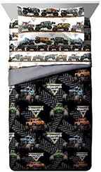Monster Jam Full Size Comforter Set 5 Piece Kids Bedding for Boys, Black - Image 2