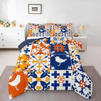 Erosebridal Colorful Mexican Tile Full Bedding Set - Mexico Talavera Tiles Comforter Set, Patchwork Vintage Flower Quilt for Kids Adults, Bohemian Aesthetic Bedroom Decor - 2 Pillowcases - Image 2