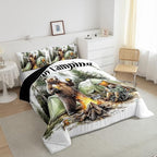 Erosebridal Happy Camping Toddler Bedding Set,RV Camper Comforter Sets for Travel Trailer Bunk,Forest Bear Quilt Bed Set for Boys Girls,Rustic Farmhouse Bedroom Decor,1 Pillowcase Breathable - Image 3