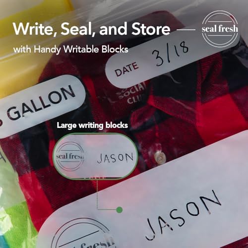 Seal Fresh 3 Gallon Large Plastic Storage Bags - 16 x 18 Inch (60 Count) - Reusable Write-On XXL Extra Large Big Oversized Clear Jumbo Zip Top Bags with Sealable Zipper for Clothes, Travel, Moving - Image 6
