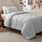 Bedsure Twin Comforter - Twin Duvet Insert for All Season, Ultra-Soft Quilted Down Alternative Comforter, Blanket for Bed, Prewashed Duvet Insert with 4 Tabs, Machine Washabl, Light Grey, 88x68 in by BEDSURE