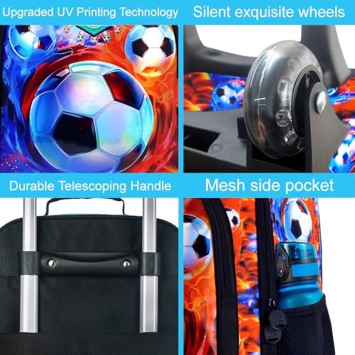 Kids Luggage for Boys 18", Carry on Suitcase with Wheels Soccer Red - Image 4