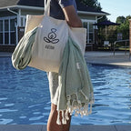 ATANI Turkish Beach Towel, Converts to a Bag, Oversized 100% Cotton Bath Towels Lightweight Quick-Dry Beach Blanket for Travel, Picnic, Camping, Yoga and Pool (Green + Bag, 35 inc x 69 inc) - Image 4