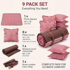 Boao Extra Large Picnic Blanket, 98" x 78" Red Gingham Picnic Blanket Set - Image 5