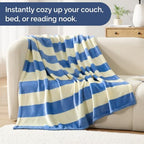 Blue Stripe Blanket Full Size - Flannel Fleece Luxury Kids Blanket - Image 4