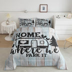 Farmhouse Rustic Camping Twin Size Comforter Set,Funny Home Where We Park It Duvet/Quilt Set for Kids Boys Bedroom,Explore Camper Gifts RV Life Soft Microfiber Bedding Comforters,2 Pcs - Image 3