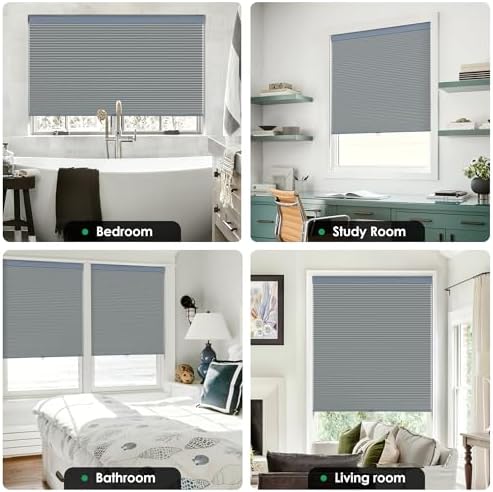 LazBlinds No Drill Cordless Cellular Shades, 39" W x 64" H, Dark Grey - Image 5