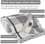 Creswick Woollen Mills 100% Australian Merino Wool Blanket – Soft Warm and Natural with Satin Binding, Breathable Luxury Bedding for All Seasons, (Gray Plaid, Full/Queen Size) - Image 3