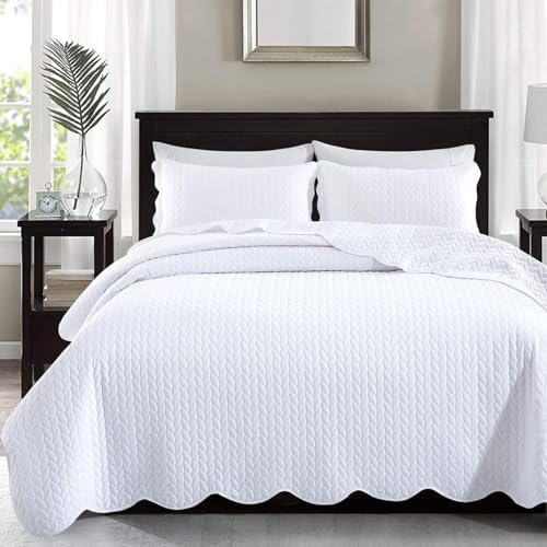 IR Imperial Rooms California King Quilt Bedspread White Leaf 8-Pack - Image 2