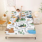 Erosebridal Forest Camping Theme Full Size Bedding Set, Camping Lover Gifts Fitted Sheet for Kids Girls Boys, Outdoor RV Camper Bed Sheets Set, Rustic Mountain Cabin Room Decor - Image 2