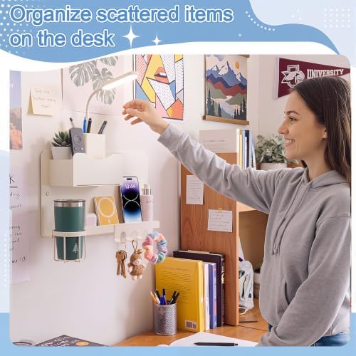 Domensi 2 Pcs Hanging Bedside Storage Caddy Bags with Pockets, Floating Bedside Shelf Wall Mount Organizer, College Dorm Essentials for Headboards Bunk Beds Book Phone Holder - Image 6