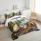 Erosebridal RV Camper Queen Bedding Set,Kids Camping Decor Comforter Set for Travel Trailers,Rustic Cabin Bear Quilt Set Forest Mountain Adventure Bed Comforter Sets,2 Pillowcases - Image 3