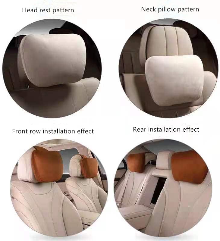 2Pcs Car Neck Pillows for headrests,for Travel Interior Accessories and Suede Support Head Pillows，Balance Neck Pillow Designed to Relieve Neck Pain and Muscle Tension.(Brown) - Image 6