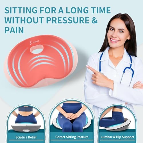 FLORICH Seat Cushion Lumbar Support Pillow for Office Chair, Car Lower Back Support, Ergonomic Desk Chair Pillow for Butt and Back Support of Memory Foam Seat Pad(Dark Pink) - Image 3