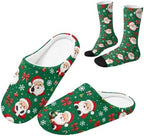 Jeiento Winter Fuzzy Slipper and Crew Socks for Women,Adult Slip-on Close Toe House Slipper,Flat Comfort home Slides by Jeiento