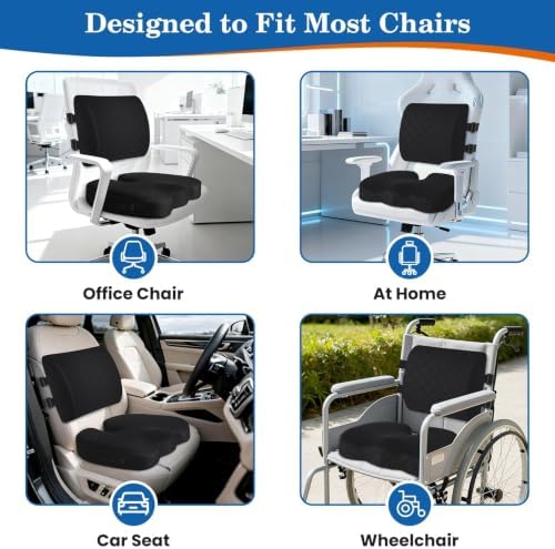 Back&Seat Cushion, Chair Cushions, Lumbar Back Support Pillow, Black/Large - Image 6
