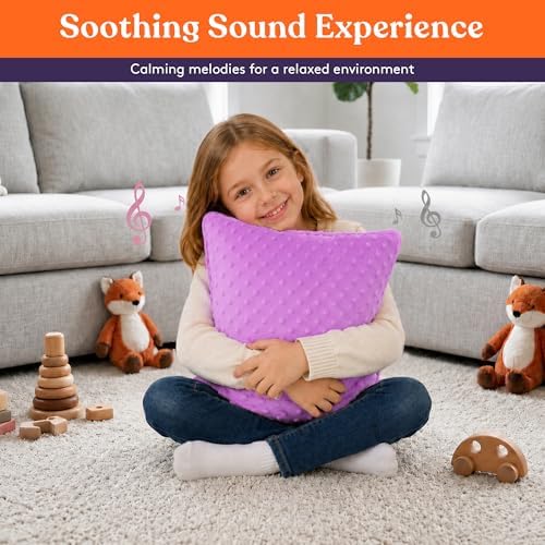 Special Supplies Vibrating Pillow Sensory Pressure Activated for Kids and Adults, 12” Plush Minky Soft Cover, Textured Therapy Stimulation Bumps-Vibrations, Music & Voice Recording (Purple) - Image 6