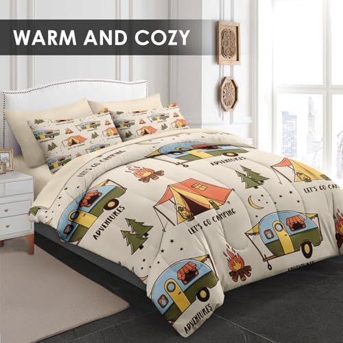 Pamnest Full Comforter Set with Sheets, 7 Pieces Summer Camp Bedding - Image 2