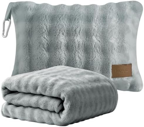 BEDELITE Travel Blanket with Bag, Bubble Blanket for Airplane 65"x40", Grey by BEDELITE