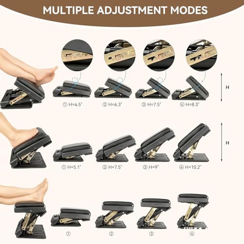 Car Foot Rest, Foldable Non-Slip Footstool with Removable Cushion, Portable Travel and Adjustable Under Desk Foot Rest for Office Chair, Ergonomic Support - Image 2