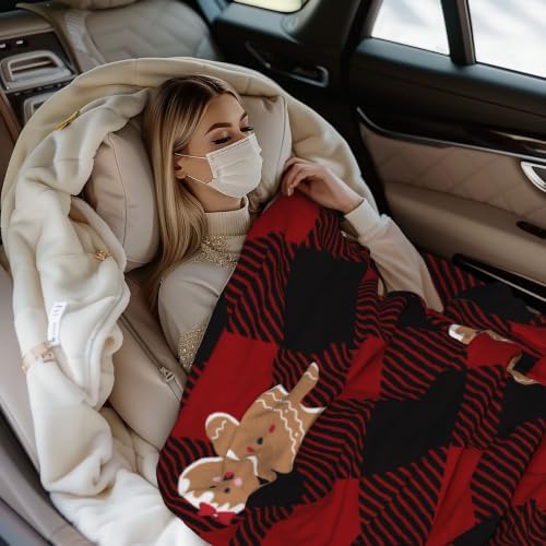 Christmas Gingerbread Plaid Flannel Fleece Throw Blanket - Image 6
