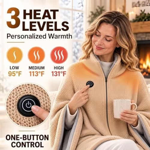 2027 Upgrade Heated Shawl Wraps for Women, Cordless Heat Cape，Green - Image 3