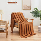 Longhui bedding 100% Cotton Knitted Throw Blanket – Burnt Orange, Soft & Cozy, Machine Washable, 51"x63" – Perfect for Living Room, Couch, Sofa, Bed or Travel - Image 2