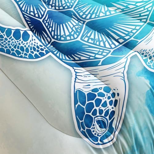 HOSIMA Sea Turtle Queen Comforter Set,Coastal Bedding with 2 Pillowcases. - Image 6