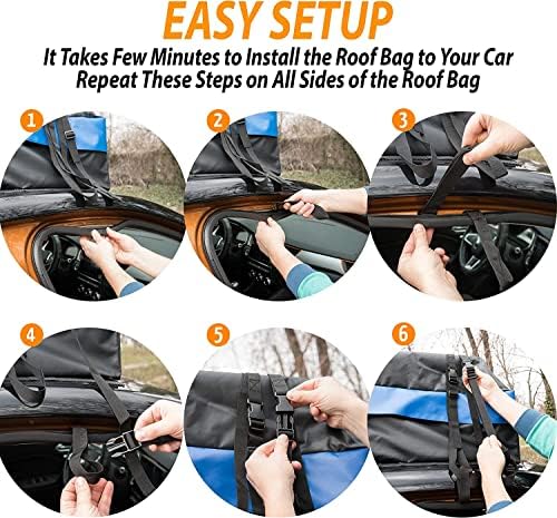 Zone Tech 21 Cubic Feet Car Rooftop Cargo Bag Carrier Soft Shell Waterproof Protective Tear and Dust Resistant Includes 6 Hooks, Anti Slip Mat, Bonus Safety Luggage Lock - Image 3