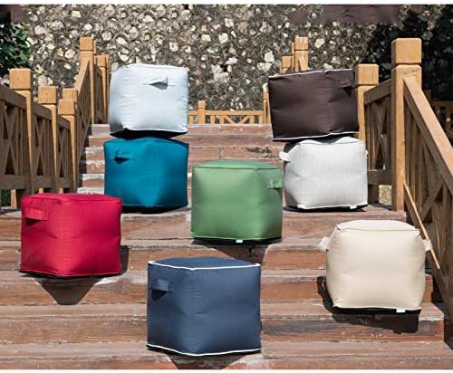 QILLOWAY Inflatable Outdoor Ottoman for Patio, Water Resistant Pouf Cube 16", Inflatable Foot Rest, Outdoor Footstool for Poolside, Garden,Camping, Green - Image 5