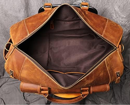 Men's Genuine Leather Travel Bag Business Handbag First Layer Cow Leather Gym Bag Leather Duffel Bag (Color : A) - Image 5