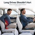 Car Seat Cushion with Lumbar Support Pillow - Memory Foam Driver Seat Cushion for Back & Sciatica Pain Relief, Washable Cover, Non-Slip Bottom for Long Driving (Black) - Image 3