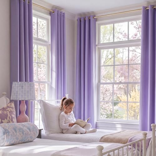 NICETOWN Lavender Purple Curtains for Girls Room, Grommet Room Darkening Thermal Insulated Sound Blocking Elegant Window Treatments for Children Room/Bedroom, 2 Panels, W52 x L84 - Image 6
