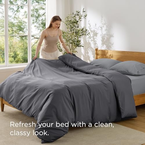 Bedsure Duvet Cover King Size, 1Pc Soft Double Brushed Bedding, Dark Grey - Image 4