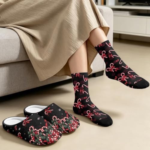 Jeiento Womens Fuzzy Slipper and Socks Winter Warm Gifts for Mom,Wam Cozy Indoor Socks Comfort Home Shoes - Image 3