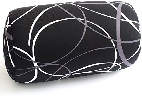Bookishbunny 2pcs Micro Bead Microbead Roll Pillow Cushion for Bed Back Neck Head Body Support, 13" x 7", Various Designs (Black+BlackWave) - Image 3