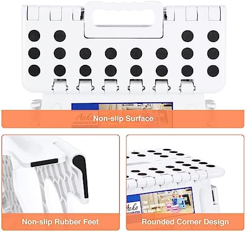 ACKO 16 Inch 6 Pack Folding Step Stool, Safety Lock, Holds 400 lbs, White - Image 3