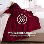 NANPIPER Sherpa Blanket Twin Thick Warm Blanket for Winter, Super Soft Fuzzy Flannel Fleece/Wool Like Reversible Velvet Plush (Wine Red, Twin Size 60"x80") - Image 3