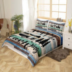 Happy Camping Bedding Set Farmhouse Brown Blue Wood Barn Comforter Cover Set for Kids Teens Bedroom Decor RV Camper Travelling Duvet Cover Microfiber Breathable Bedspread Full Size(No Filler) - Image 4