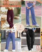 3 Pack Women's Wide Leg Baggy Sweatpants with Pockets - Image 3
