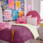 Twin XL Size Reversible Comforter Red Gray, Girl Dorm All Season Bedding by SewardParkhome