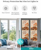 Window Privacy Film Frosted, Thanksgiving Fall Reusable Static Cling Window Tints, Orange Car Pumpkin Maple Leaves Tree Heat Control Windows Films for Offices, Balcony, 29.5 x 118 Inches - Image 6