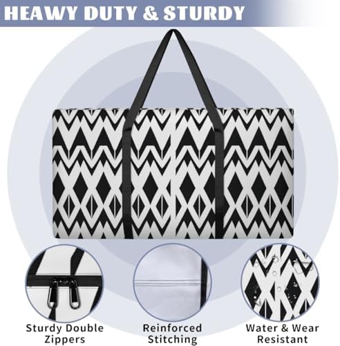 Moving Bags Heavy Duty Storage Bags for Clothes Moving Supplies Packing Bags for Moving Traveling Black White Geometric - Image 3