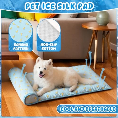 DoubleFill 4 Pack Cooling Pet Mat 23.6" x 31.5" Cool Dog Bed, Large, Blue - Image 3