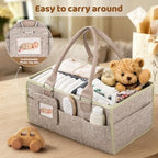 Diaper Caddy Organizer–Felt Storage Bin for Car & Bedside, Oatmeal - Image 4