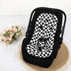 DILIMI Infant Car Seat Insert, Baby Car Seat Head Support with Removable Headrest, Adjustable Newborn Car Seat Cushion with3 Strap Paddings for Stroller, Swing, Bouncers, Black Lattice - Image 2